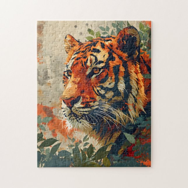 Puzzle Tigre vintage : Nostalgie majestueuse (Vertical)