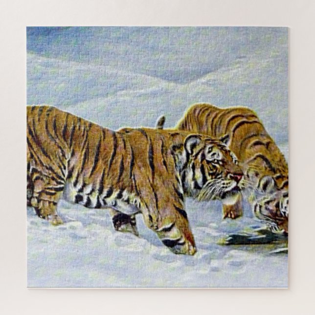 Puzzle "Tigres dans la neige" (Vertical)