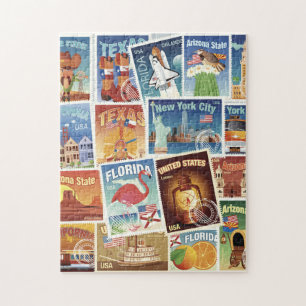 Puzzle Timbres De Postage Aux États-Unis
