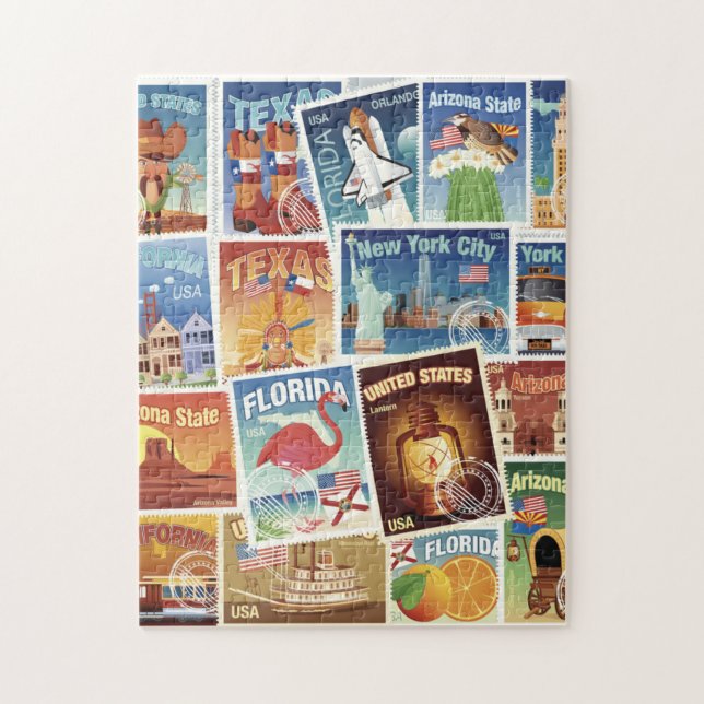 Puzzle Timbres De Postage Aux États-Unis (Vertical)