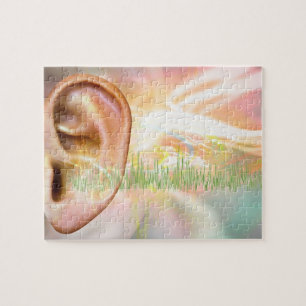 Puzzle Tinnitus, illustration conceptuelle d'ordinateur.