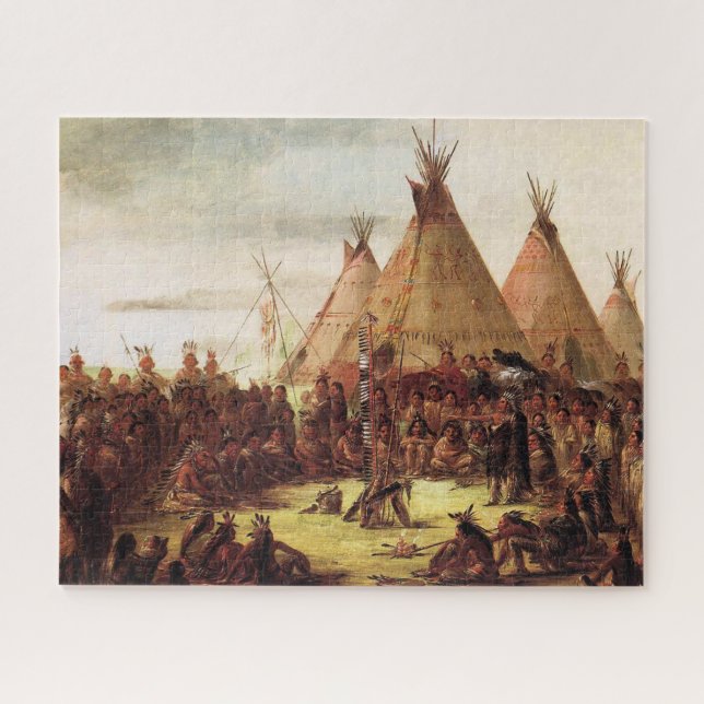 Puzzle Tipis Conseil de guerre Sioux George Catlin Vers 1 (Horizontal)