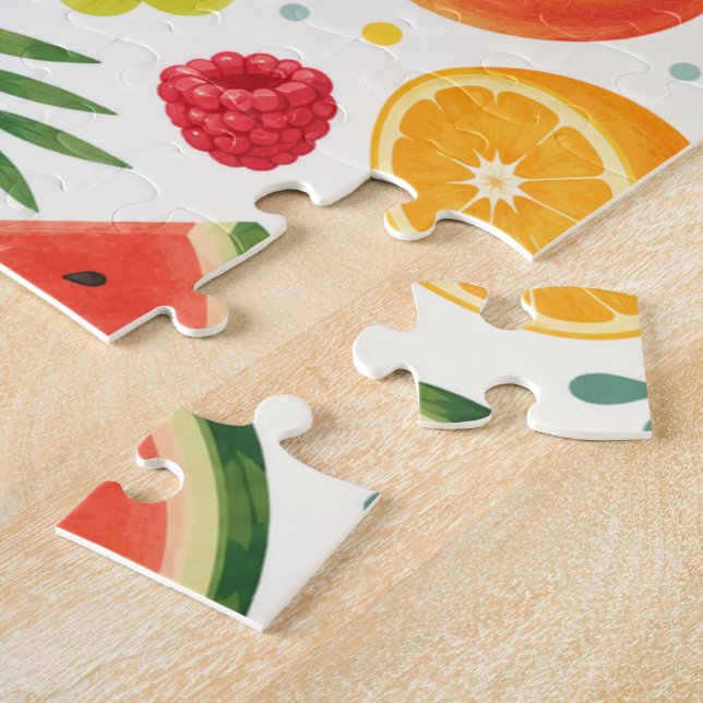 Puzzle Tissu à motif de fruits d'été | Pastèque tropicale (Côté)