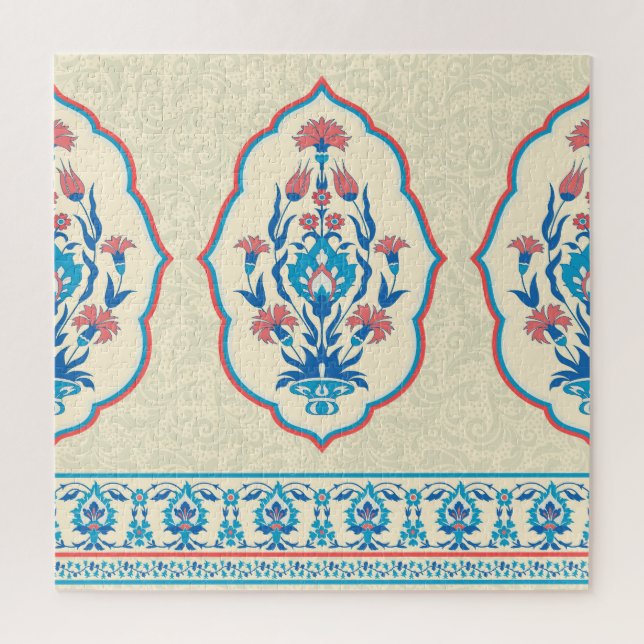 Puzzle Tissu floral ethnique : Élégance transparente (Vertical)