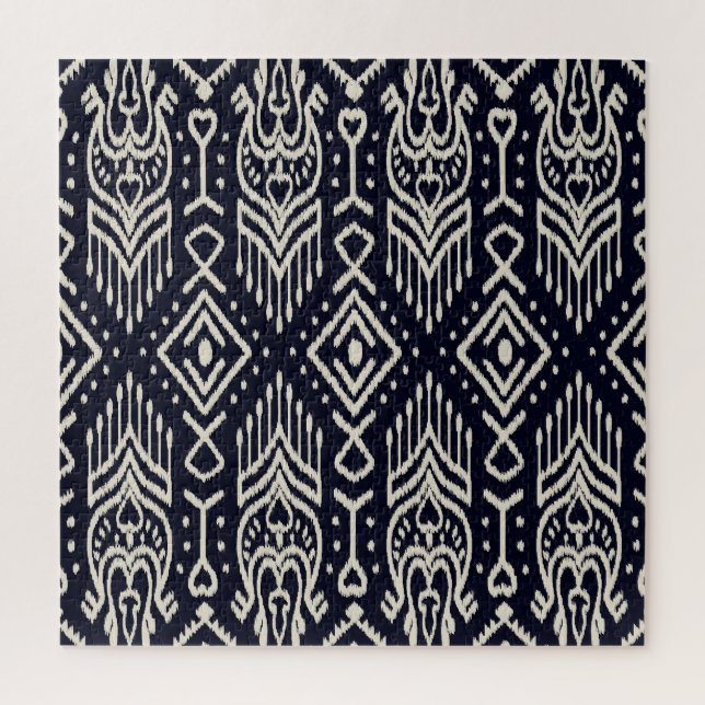 Puzzle Tissu Ikat Brodé : Élégance Ethnique. (Vertical)