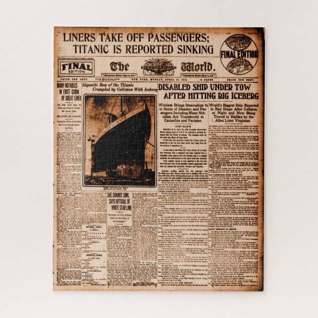 Puzzle Titanic rapporte Sinking World News 1912 (Vertical)