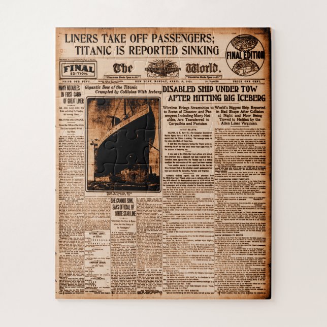 Puzzle Titanic rapporte Sinking World News 1912 (Vertical)