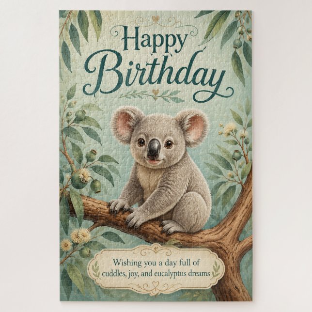 Puzzle Titre Créatif Anniversaire Koala Adorable Eucalypt (Vertical)