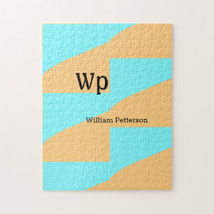 Puzzle Titre de lettre de monogramme vert bleu pastel