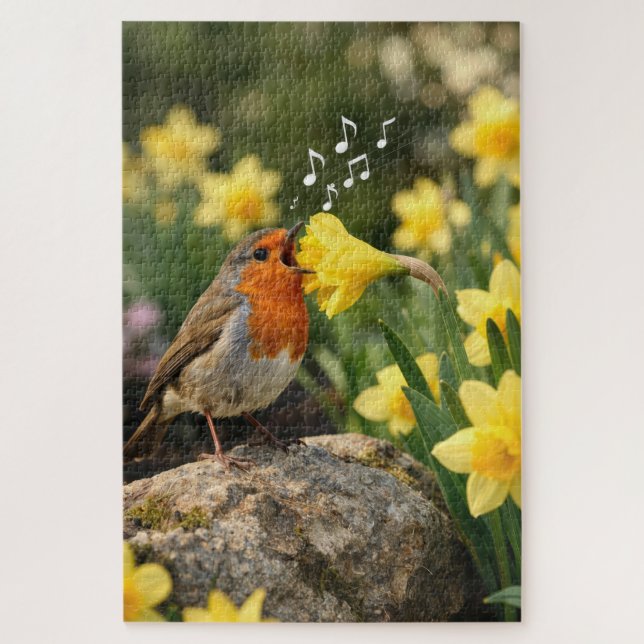 Puzzle Tobin chantant dans un narcisse printanier (Vertical)