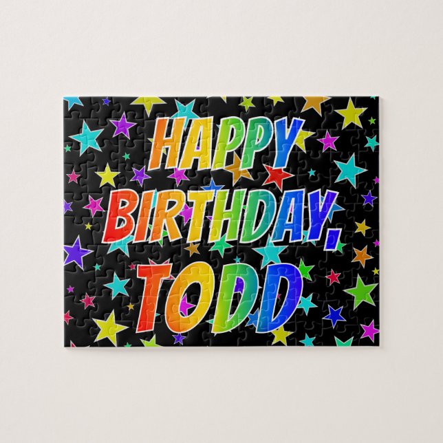 Puzzle "TODD" Prénom, amusant "HEUREUX ANNIVERSAIRE" (Horizontal)