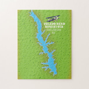 Puzzle Toledo Bend réservoir Texas & Louisiana Carte