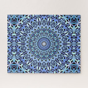 Puzzle Tons Abstraits de bleu Floral Mandala Motif