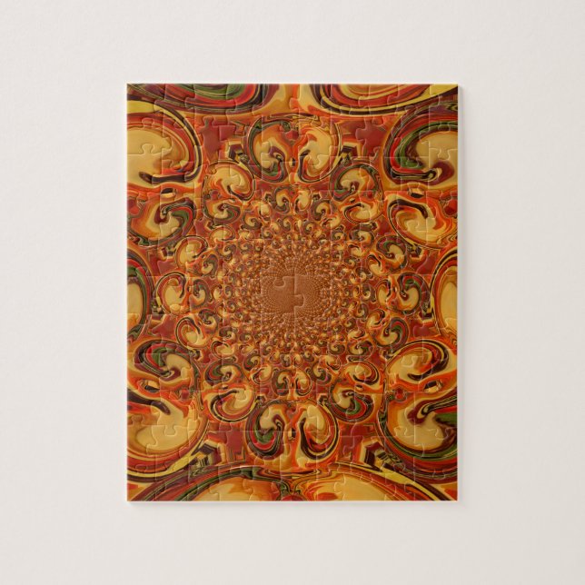 Puzzle Tons tourbillonnants abstraits orange, marron et v (Vertical)