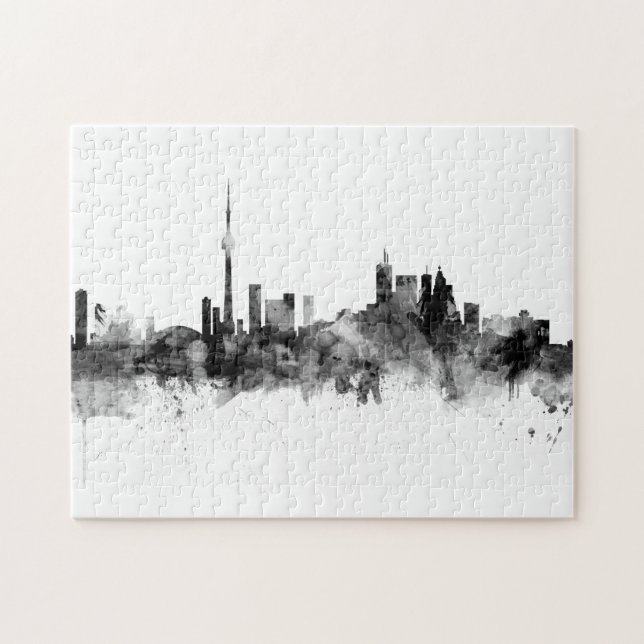 Puzzle Toronto Canada Skyline Black White (Horizontal)