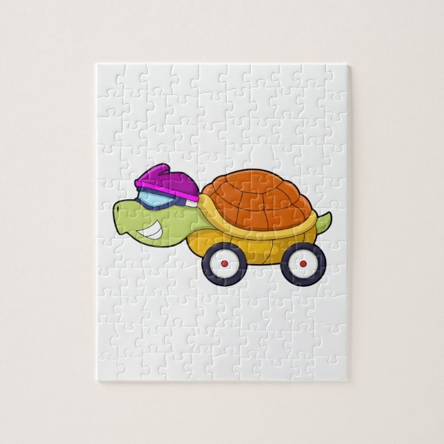 Puzzle Tortue avec coquille comme voiture (Vertical)