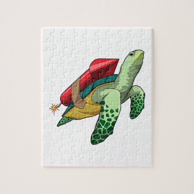 Puzzle Tortue avec fusée (Vertical)