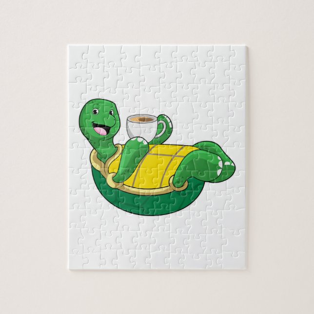 Puzzle Tortue avec tasse de café (Vertical)