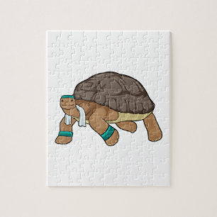 Puzzle Tortue comme coureur avec serviette