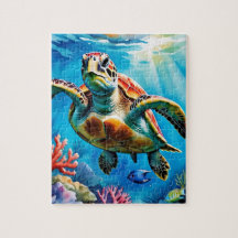 Tortue de mer aquarelle océan tropical