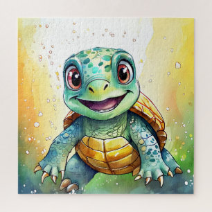 Puzzle Tortue de mer chibi adorable sous la mer