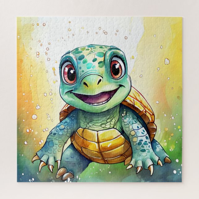 Puzzle Tortue de mer chibi adorable sous la mer  (Vertical)