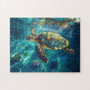 Puzzle Tortue de mer dans la belle eau bleue