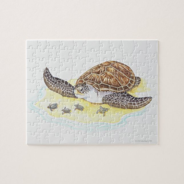Puzzle Tortue de mer et bébés (Horizontal)