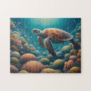 Puzzle Tortue de mer et corail
