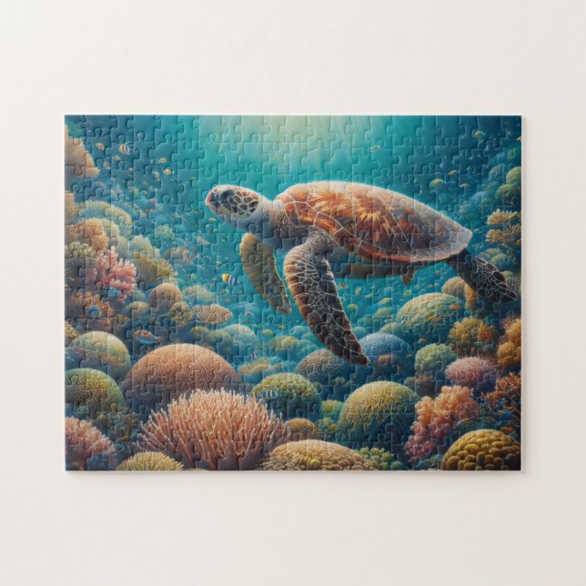 Puzzle Tortue de mer et corail (Horizontal)