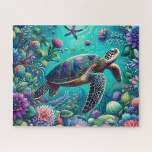 Puzzle Tortue de mer florale