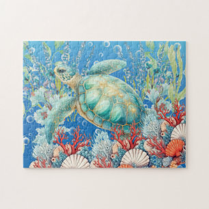 Puzzle Tortue de mer florale