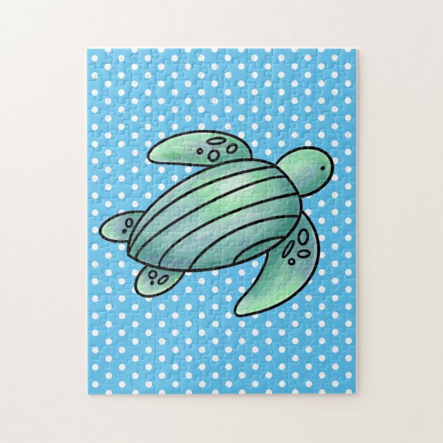 Puzzle tortue de mer peinte à l'aquarelle dessin animé bl (Vertical)