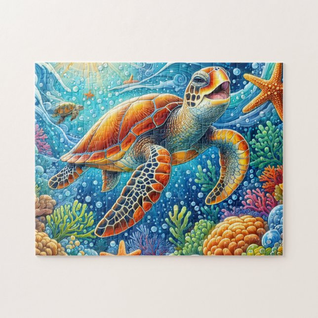 Puzzle Tortue de mer récif océanique (Horizontal)