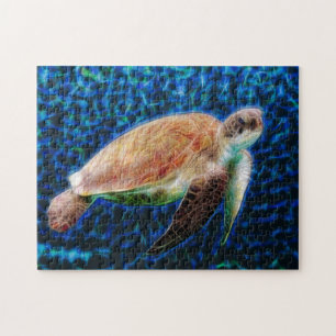 Puzzle Tortue de mer sur Arrière - plan bleu Honu