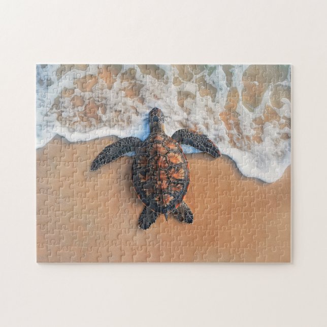 Puzzle Tortue de mer sur la plage (Horizontal)