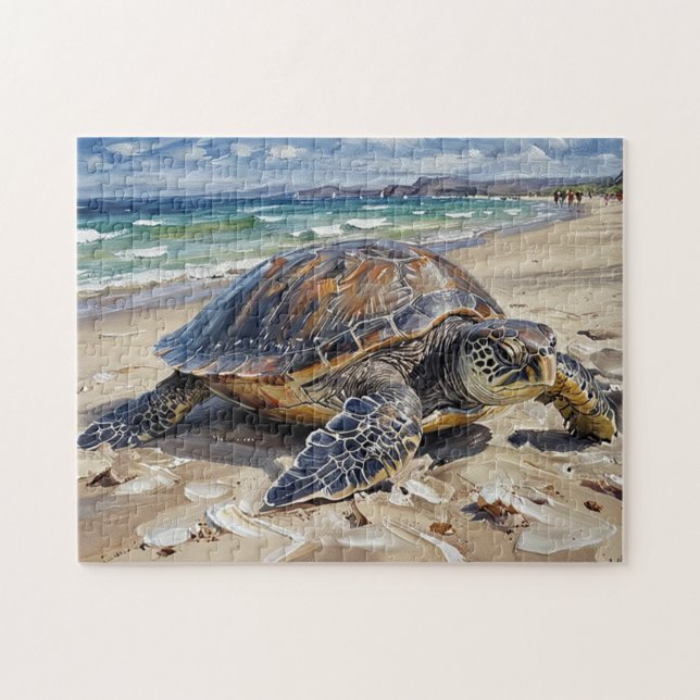 Puzzle Tortue de mer sur la plage (Horizontal)