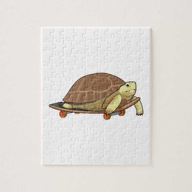 Puzzle Tortue en patinage avec skateboard (Vertical)