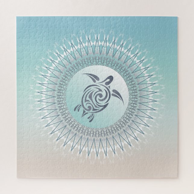 Puzzle Tortue et Mandala de Style Plage (Vertical)