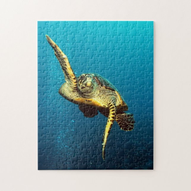 Puzzle Tortue marine nageant sous l'eau (Vertical)