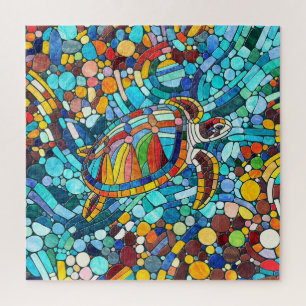 Puzzle Tortue mosaïque colorée