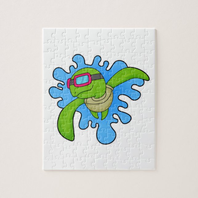 Puzzle Tortue Piscine lunettes de natation (Vertical)