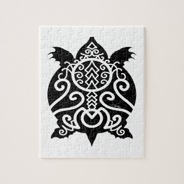 Puzzle Tortue Snapper Silhouette Noire (Vertical)