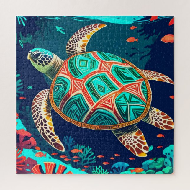 Puzzle Tortue tribale (Vertical)