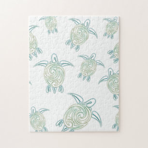 Puzzle Tortues de mer Motif blanc vert