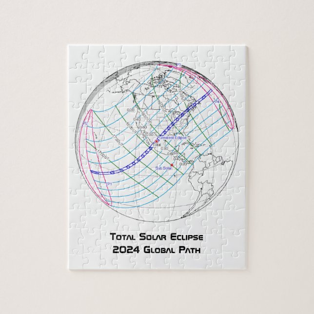 Puzzle Total Solaire Eclipse 2024 Global Path (Vertical)