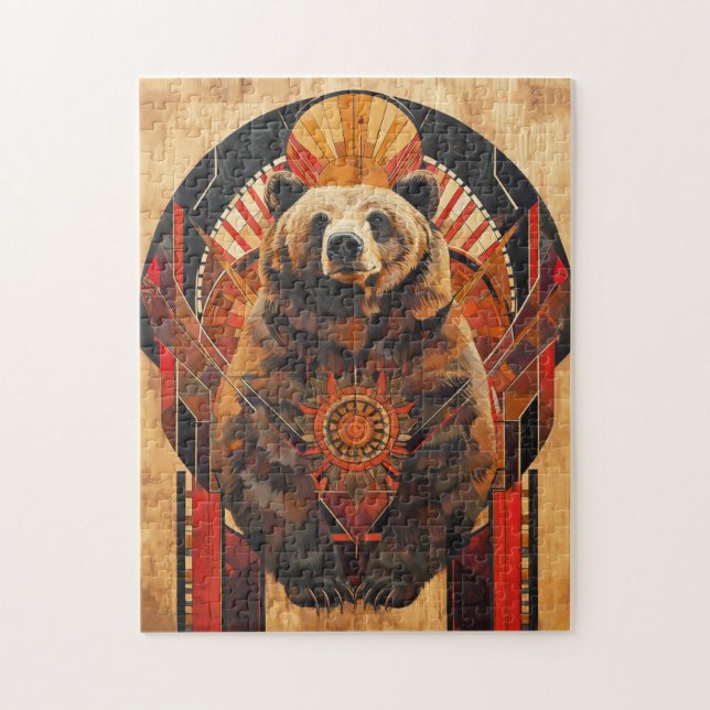 Puzzle Totem de l'ours – Force dans le style Déco (Vertical)