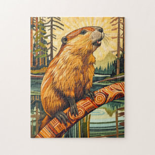 Puzzle Totem du castor – Bâtisseur dans le style Déco