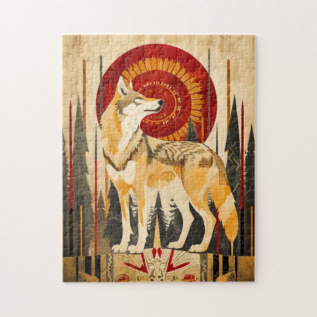 Puzzle Totem Loup – Gardien dans le style Déco (Vertical)