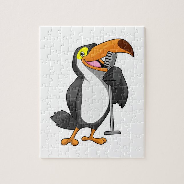 Puzzle Toucan at Music with Microphone (Vertical)